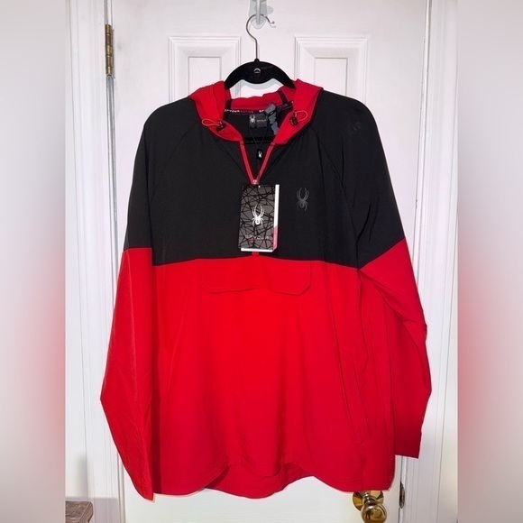 NWT, Spyder Men's Pullover Jacket, Size‎ L, Red and Black - Picture 1 of 5